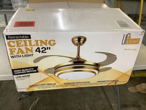 42" Retractable Ceiling Fan with Light  - Lot 670