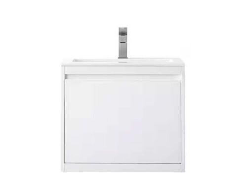 James Martin Vanities Milan 23.6 in. W x 18.1 in. D x 20.6 in. H Bathroom Vanity in Glossy White with Glossy White Composite Top  - Lot 16