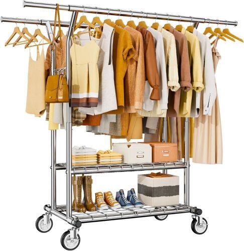 HYSEYY Heavy Duty Clothes Rack with Shelves  - Lot 710