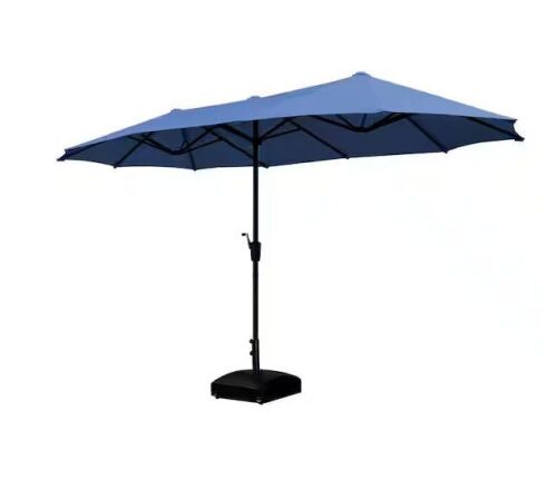 Sunrix 13 ft. Market Patio Umbrella 2-Side in Blue with Mobile Base  - Lot 715