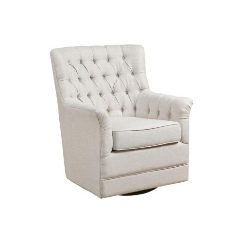 Madison Park Mathis Swivel Glider Chair with Natural Finish - Small Scuff on Seat Cushion - Lot 50