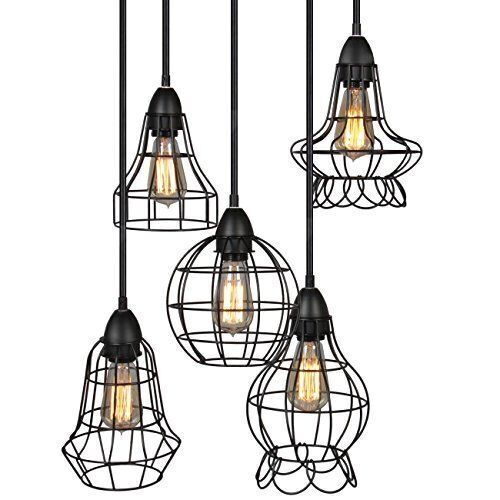 Industrial Vintage 5 Light Metal Pendant Light  - Lot 467
