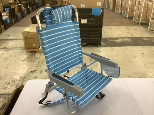 Backpack Beach Chair, with Insulated Ice Pack, Cup Holder, and Mesh Storage Bag - Lot 393