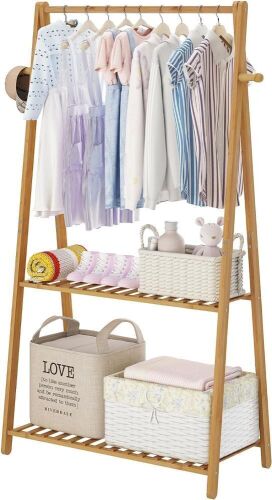 COOGOU 2 Tier Bamboo Kids Clothing Rack  - Lot 165