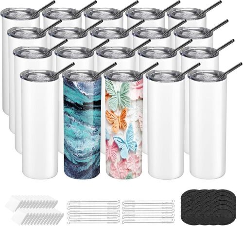 OFFNOVA 20Pack 20oz Skinny Straight Sublimation Tumblers - Lot 697