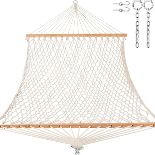 Gafete 12ft Double Hammock with Hardwood Spreader Bar, Chains and Hooks, 450lb Capacity  - Lot 160