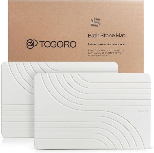  TOSORO Diatomaceous Earth Non-Slip Stone Shower Mat, 23.5 x 15, 2 pc  - Lot 110