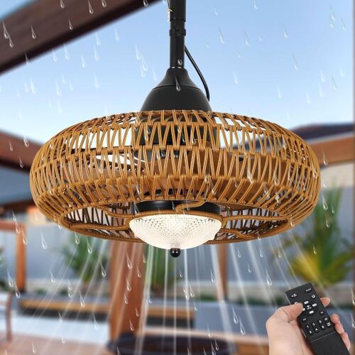 Airposta 220V Waterproof Outdoor Ceiling Fan with Lights, Remote Control - Lot 281