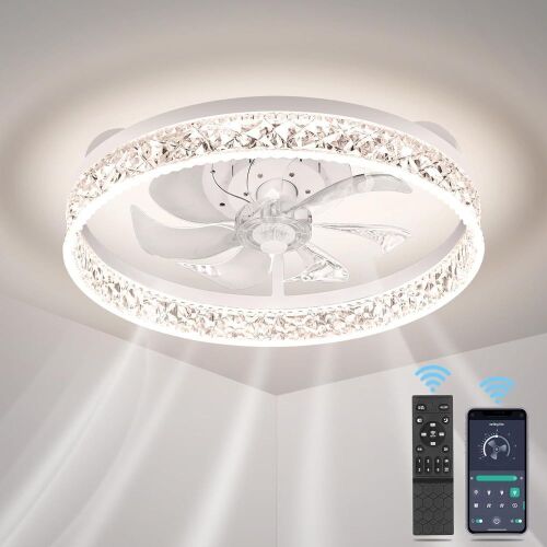 WESTTREE 20” Dimmable Flush Mount Ceilings Fan with Lights and Remote - Lot 289