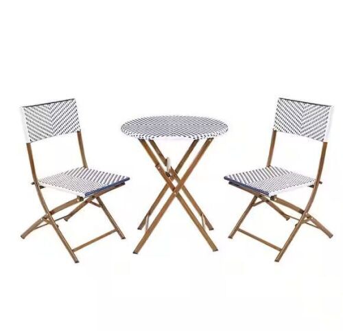 StyleWell French Caf 3-Piece Wicker Outdoor Patio Folding Bistro Set - Lot 75
