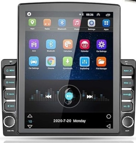 Android Double Din GPS Navigation Car Stereo, 9.7'' Vertical Touch Screen 2.5D Tempered Glass Mirror Bluetooth Car Radio with Backup Camera - Lot 96