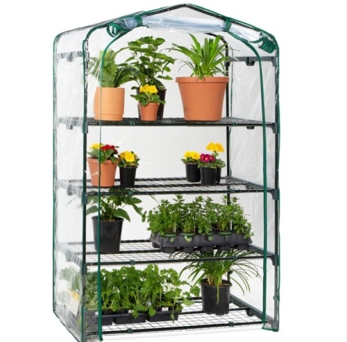 4-Tier Mini Portable Indoor Outdoor Greenhouse w/ Steel Shelves - 40in - Lot 137