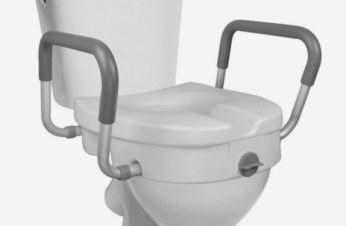 RMS Raised Toilet Seat 5 Inch Elevated Riser with Adjustable Padded Arms - Lot 144