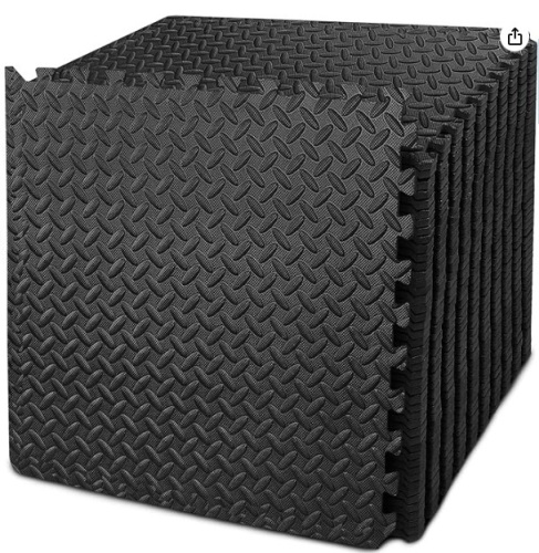 Puzzle Exercise Mat with 12/24/48 Tiles Interlocking Foam Gym Mats, 24'' x 24'' EVA Foam Floor Tiles, Protective Flooring Mats for Gym Equipment - Lot 60