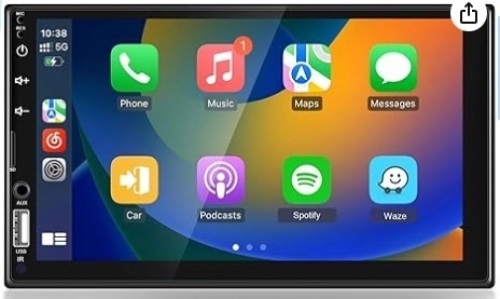7 Inch Double Din Car Stereo CarPlay & Android Auto, HD Touch Screen Car Radio Receiver with Mirror Link, Bluetooth, Backup Camera, Remote, FM, USB AUX RCA  - Lot 162