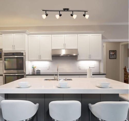 XiNBEi Lighting Track Lighting, 4 Light Modern Black Curved Kitchen Track Ceiling Light Fixtures XB-TR1223-4-MBK - Lot 175