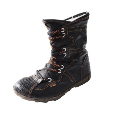 TMA EYES Snake-Embossed Leather and PU Upper Faux Fur Lining Short Flat Boot for Women size 39 - Lot 204