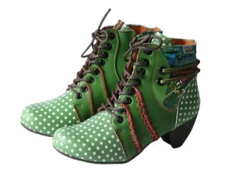 TMA EYES Polka Dot Leather Women Boots With Moccasin Hand Stitching size 41 - Lot 206