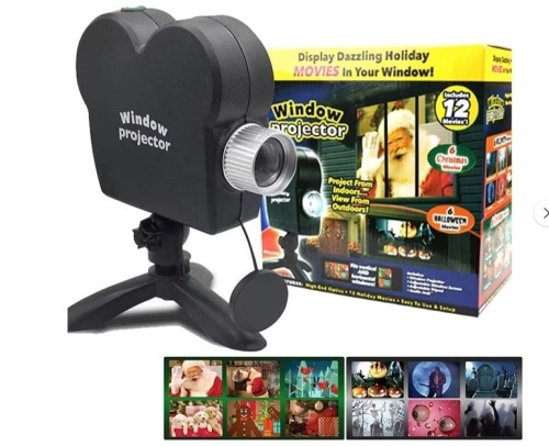Christmas Window Projector,Halloween Led Holographic Projection Lamp,12 Movies,Used for Christmas Halloween Outdoor Garden Decoration Family Outdoor Party - Lot 224