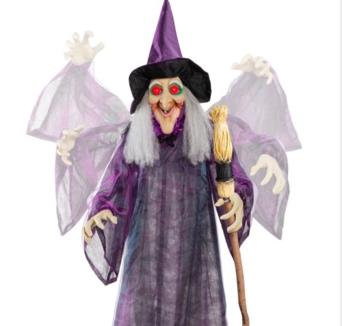 Wicked Wanda Standing Animatronic Witch with Sounds, LED Eyes - 5ft - Lot 226