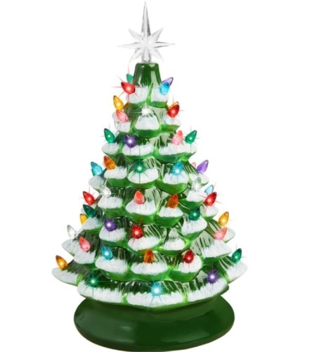 Pre-Lit Ceramic Tabletop Christmas Tree with Lights- 15in - Lot 227