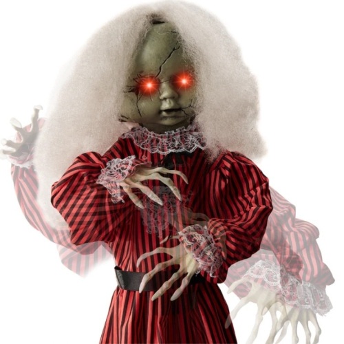 Haunted Holly Animatronic Roaming Doll Halloween Decoration w/ Light-Up Eyes - Lot 230