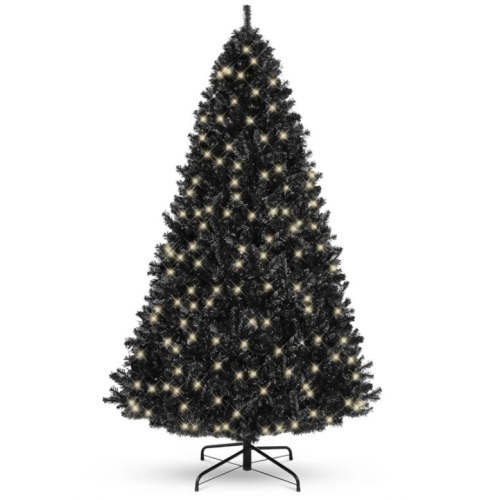Pre-Lit Artificial Black Christmas Tree w/ Incandescent Lights, Metal Stand 6ft - Lot 233