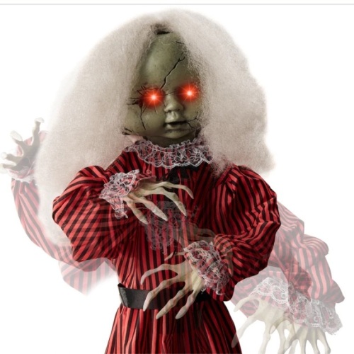 Haunted Holly Animatronic Roaming Doll Halloween Decoration w/ Light-Up Eyes - Lot 239