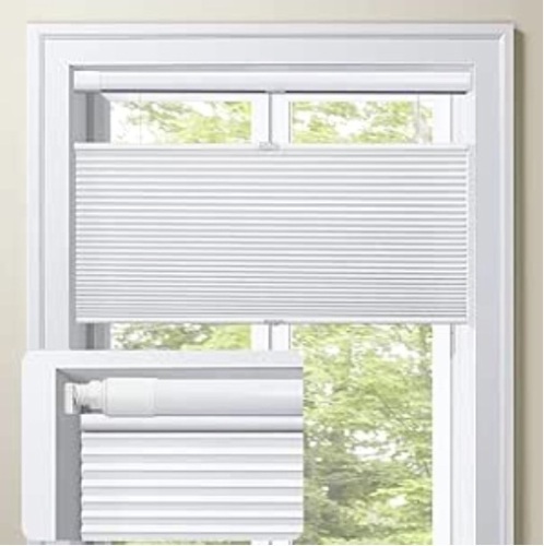 MiLin Top Down Bottom Up Cordless Cellular Shades No Tools No Drill Blinds for Windows Shades for Indoor Windows Magnetic Door Blinds Blackout White 39"wx64"h - Lot 248