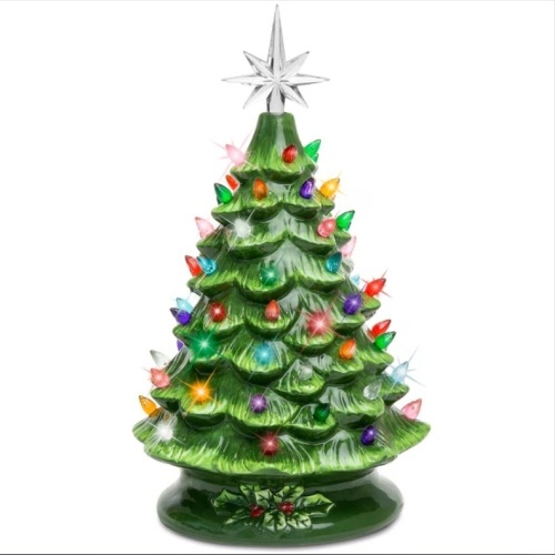Pre-Lit Ceramic Tabletop Christmas Tree with Lights- 15in - Lot 281