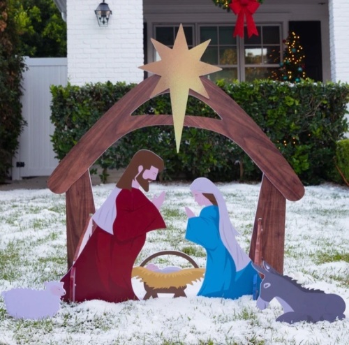 Christmas Nativity Scene Yard Decoration w/ Water Resistant PVC - 4ft - Lot 289
