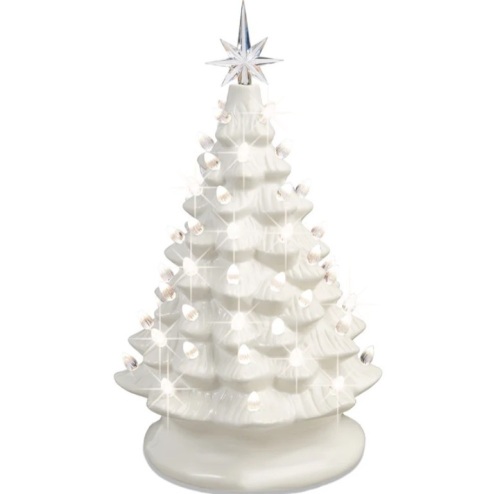 Pre-Lit Ceramic Tabletop Christmas Tree with Lights- 15in - Lot 294