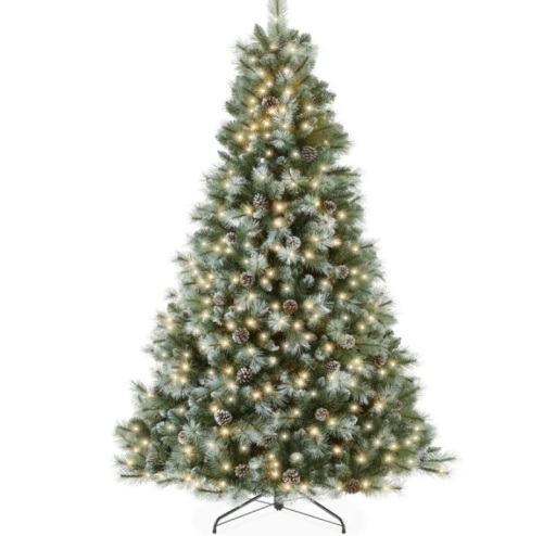 Pre-Lit Frosted Artificial Scotch Pine Christmas Tree w/ Metal Stand 7.5ft - Lot 297