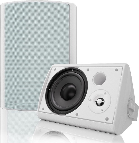 Herdio 6.5 Inches Indoor Outdoor Bluetooth Speakers Waterproof with Powerful Bass,Wall Mount Speakers Wired Weather Resistant for Patio Home Deck Porch Backyard 400 Watts(White) - Lot 9318