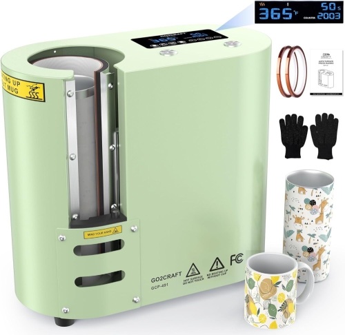 Auto Seamless Tumbler Heat Press Machine for Full Print, Automatic Rotation Advanced Cup Heat Press with Fast & Even Heating, 4 Memory Modes for 11-30oz Tumblers, Mug, Glasses(Green) - Lot 9320