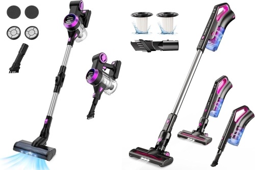 Cordless Vacuum Cleaner with 2200mAh Detachable Battery, Telescopic Wand, 7 in 1 Lightweight Stick Vacuum, Rechargeable Electric Broom - Lot 9321