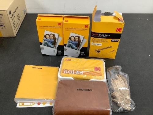 KODAK Mini 2 Retro 4PASS Portable Photo Printer (2.1x3.4 inches) Initial 8 Sheets + 60 Sheets + Gift Bundle, Yellow - Lot 9330