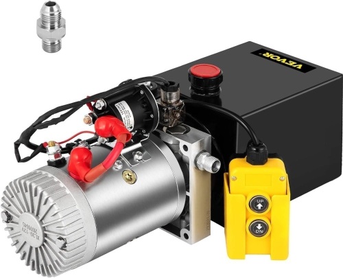 Mophorn Hydraulic Power Unit Single Acting Hydraulic Pump 4 Quart Dump Truck Hydraulic Pump 12V DC Hydraulic Pump Dump Trailer 3200PSI (Steel, 4 Quart Single Acting) - Lot 9359