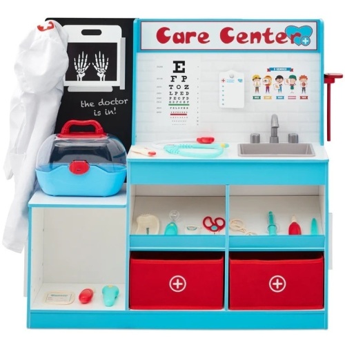 Pretend Play Doctor's Office, Kids Wooden Toy Set w/ Accessories Included - Lot 9449anm
