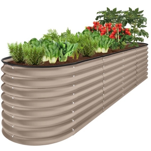 Metal Raised Garden Bed, Oval Outdoor Planter Box for Vegetables - 8x2x2ft - Lot 9571