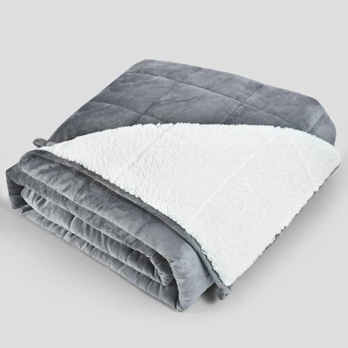 Sherpa Weighted Blanket 15lbs Twin Size Grey 60"x80" - Lot 384