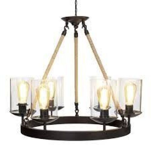 6-light Modern Rustic Rope Design Chandelier - Lot 653