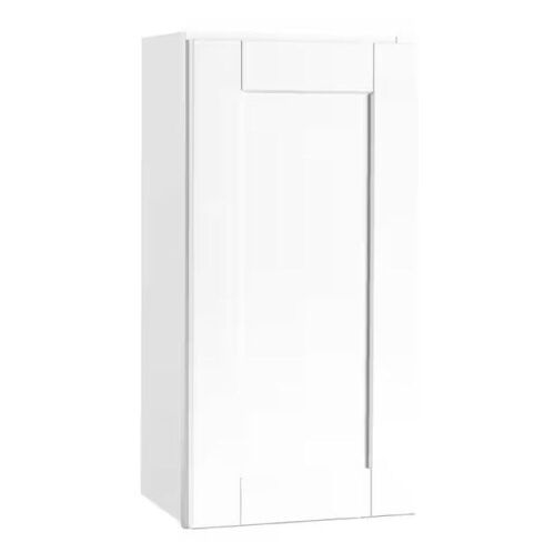 Hampton Bay Shaker 15 in. W x 12 in. D x 30 in. H Assembled Wall Kitchen Cabinet in Satin White - Lot 742