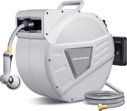 PolarcoForgeco 1/2 Inch x 65 ft Wall Mounted Retractable Hose Reel - Lot 98