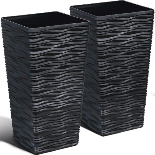 Worth Garden Plastic Square Tapered Plant Pots 22", Set of 2  - Lot 112