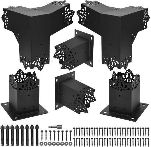 15° Slanted Roof Wall Mount Pergola Bracket Kit, for 4"x4" (Inner Dimensions: 3.5"x3.5") - Lot 174