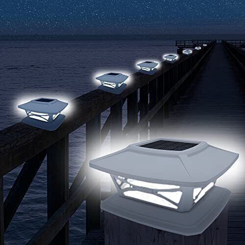 Solar Post Cap Lights, Fits 4x4 5x5 6x6 Square Or Round Post, 8 Pack  - Lot 530