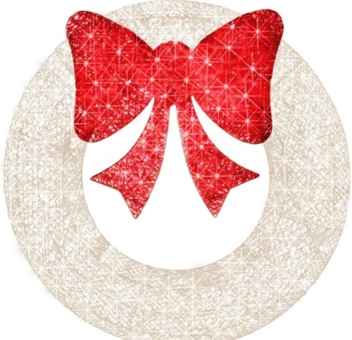 Pre-Lit Outdoor Christmas Wreath, LED Metal Holiday Decor w/ Bow - 48in - Lot 100