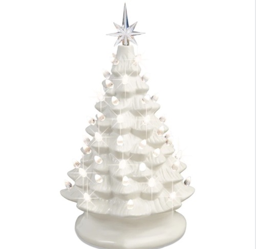 Pre-Lit Ceramic Tabletop Christmas Tree with Lights- 15in - Lot 120