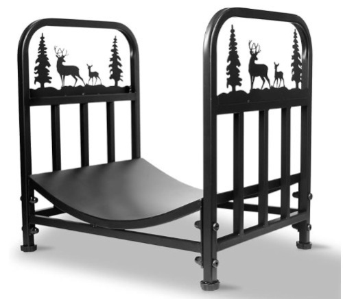 Firewood Rack Outdoor-Heavy Duty Indoor Wood Storage Black Powder Coated Steel Log Rack Wood Holder for Fireplace,Patio, Wood Pile Storage Stacker Organizer with Christmas Elements - Lot 170
